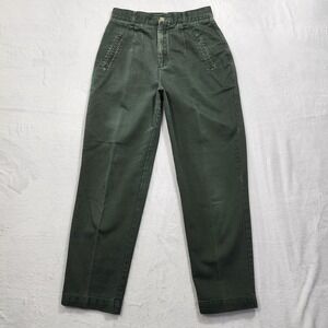 Vintage Christopher & Banks Pants Womens 6 SHORT Green Chino Tapered Leg Twill